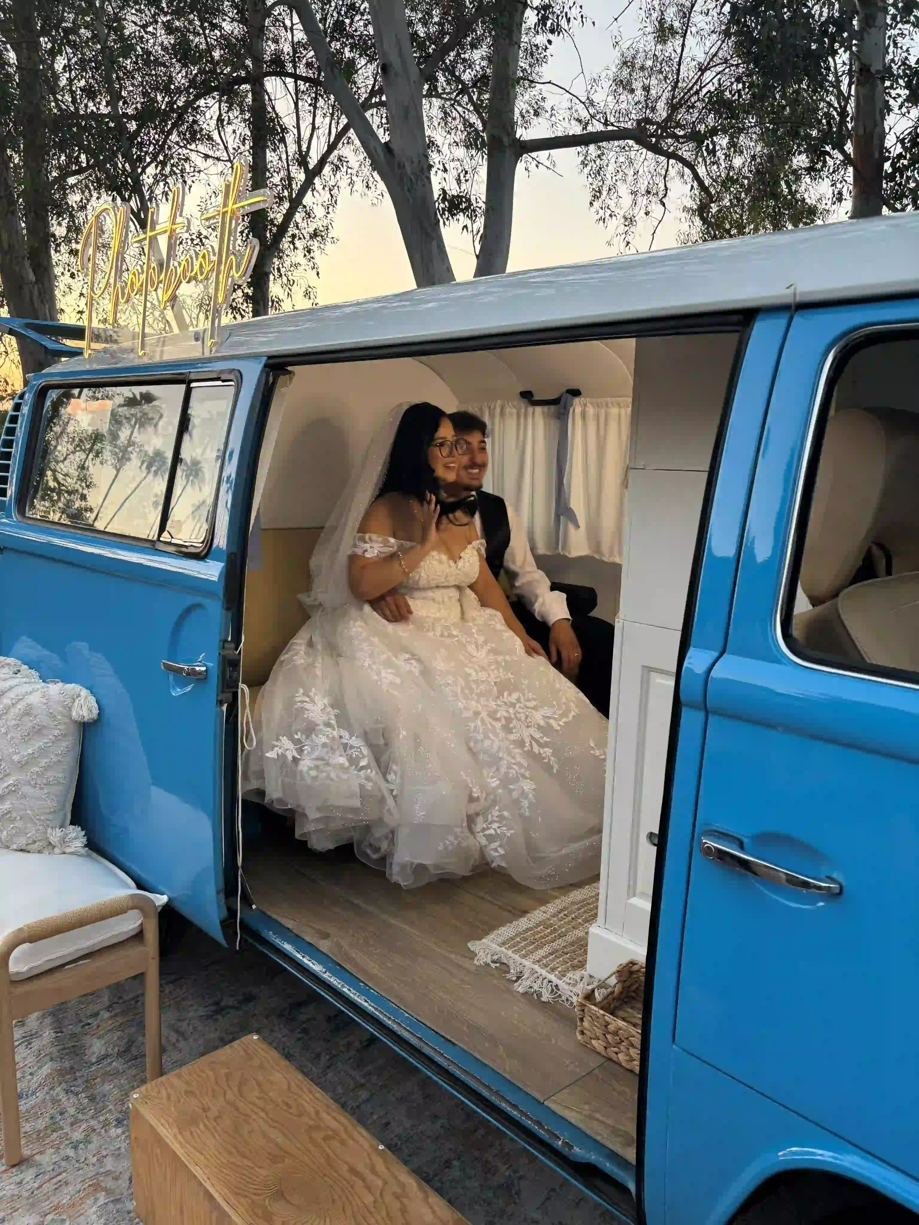 Newly Weds in VW photo booth in Riverside, California
