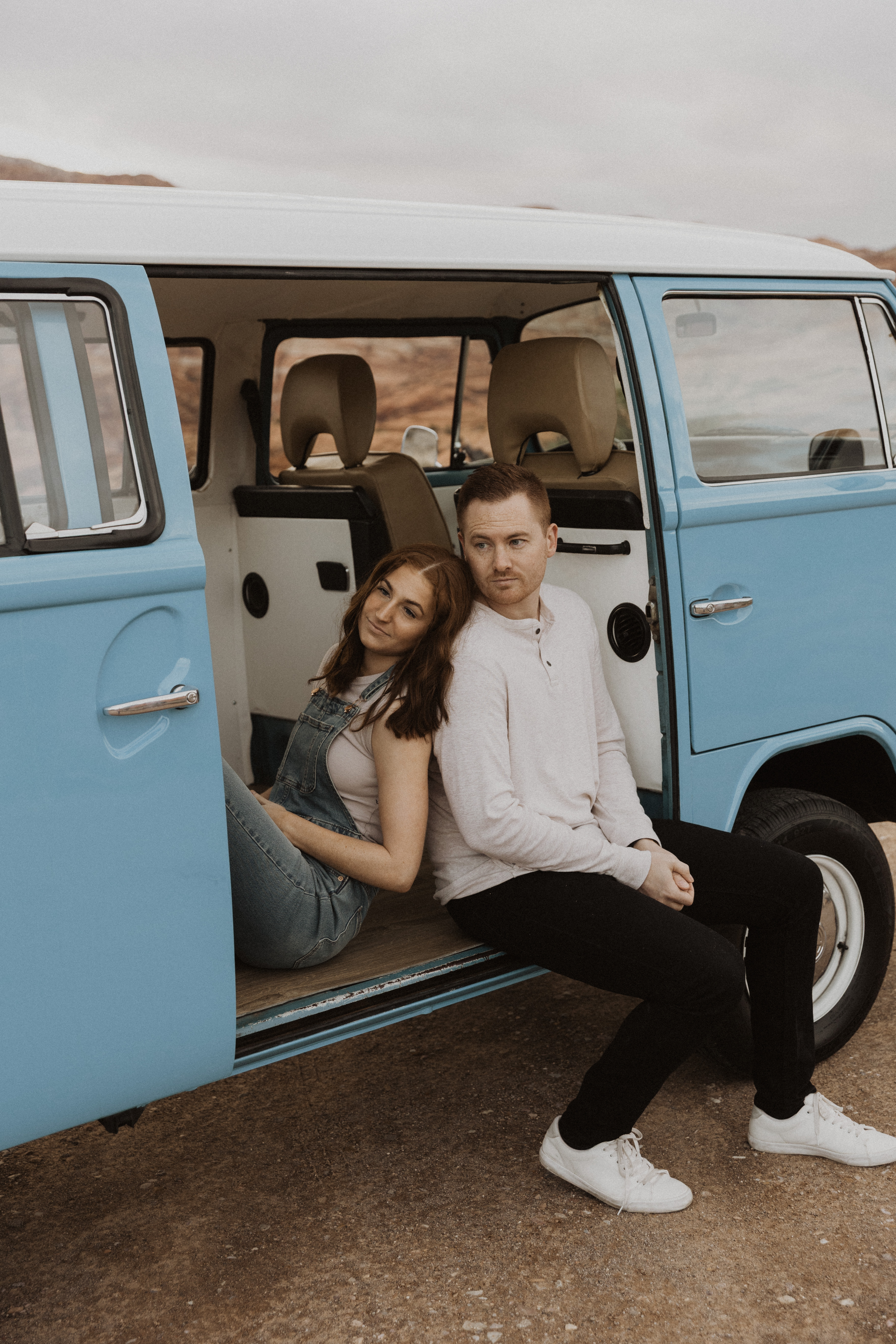 Guests posing inside the VW photo booth